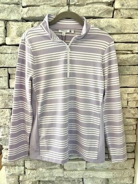 Chico's Lavender and White Striped Zenergy Quarter Zip Pullover Size 0